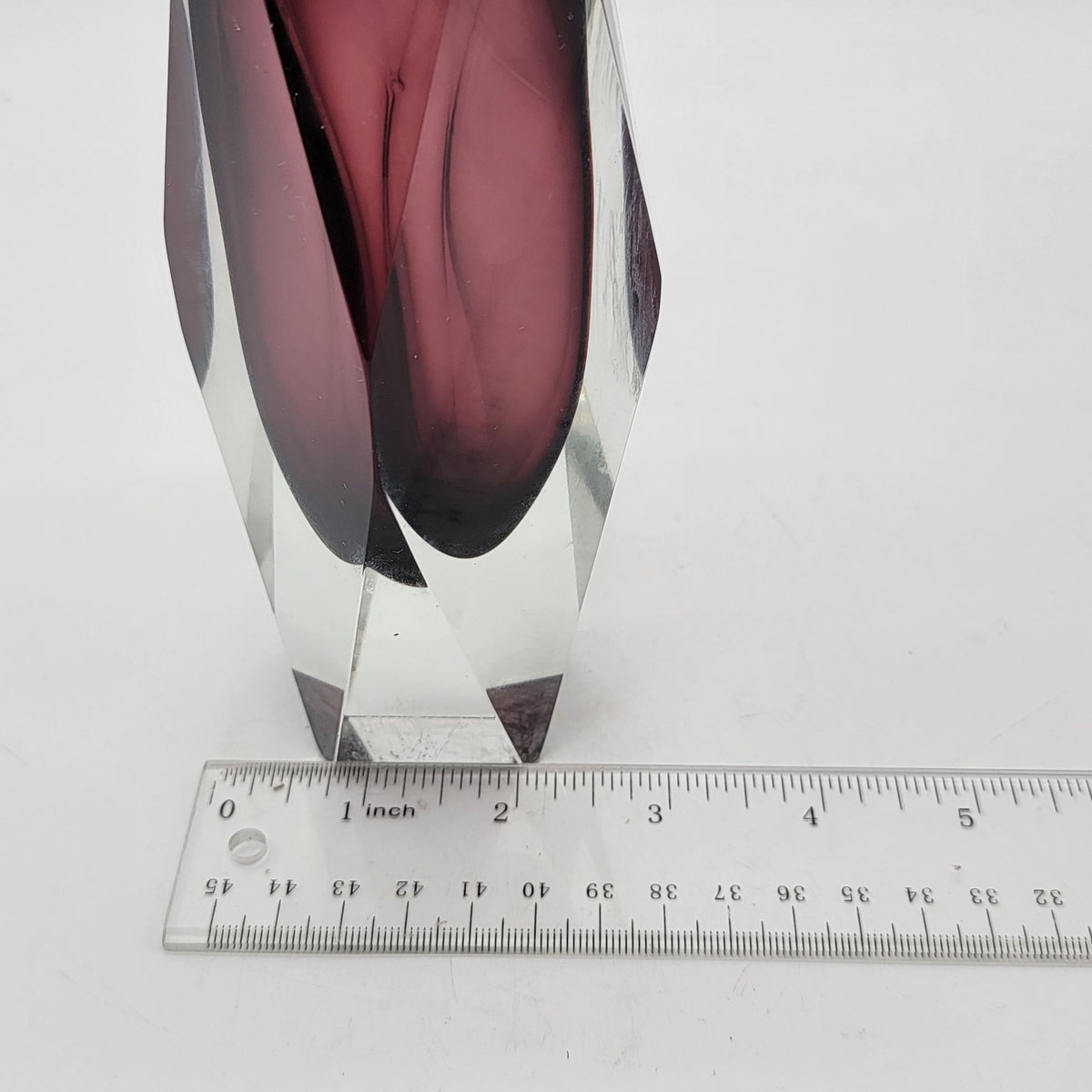Mid-Century Purple Murano Faceted Sommerso Glass Vase by Luigi Mandruzzato, 1960