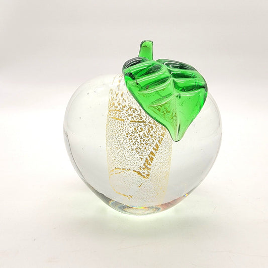 Vintage Murano Glass Apple Paperweight Gold Aventurine Core
