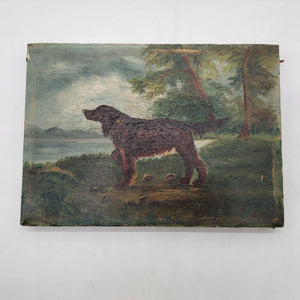 19th C Original Oil Painting Hunting Dog Irish Setter