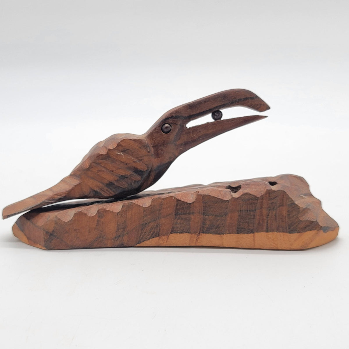 Vintage Raymond Clowers Carved Ziricote Wood Toucan Sculpture Bird
