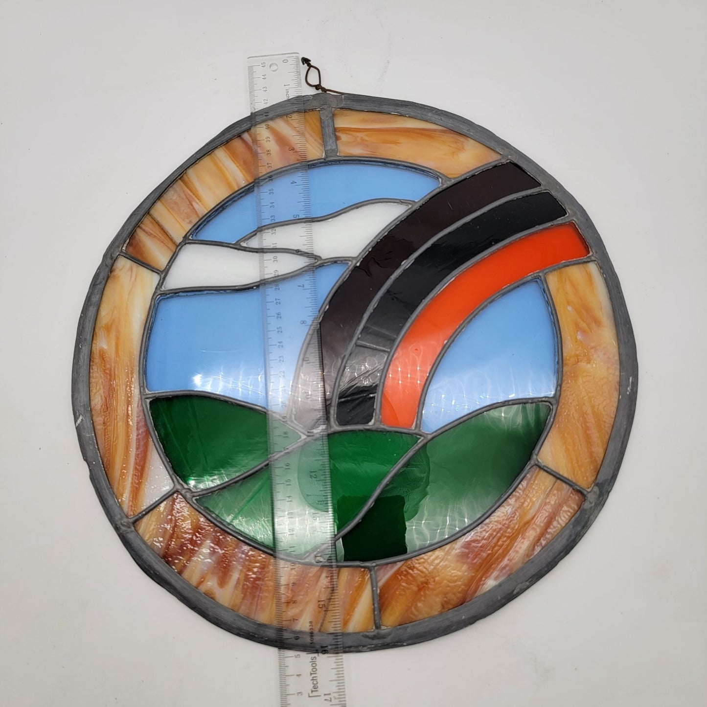 Vintage Stained & Slag Glass "End Of The Rainbow" Suncatcher