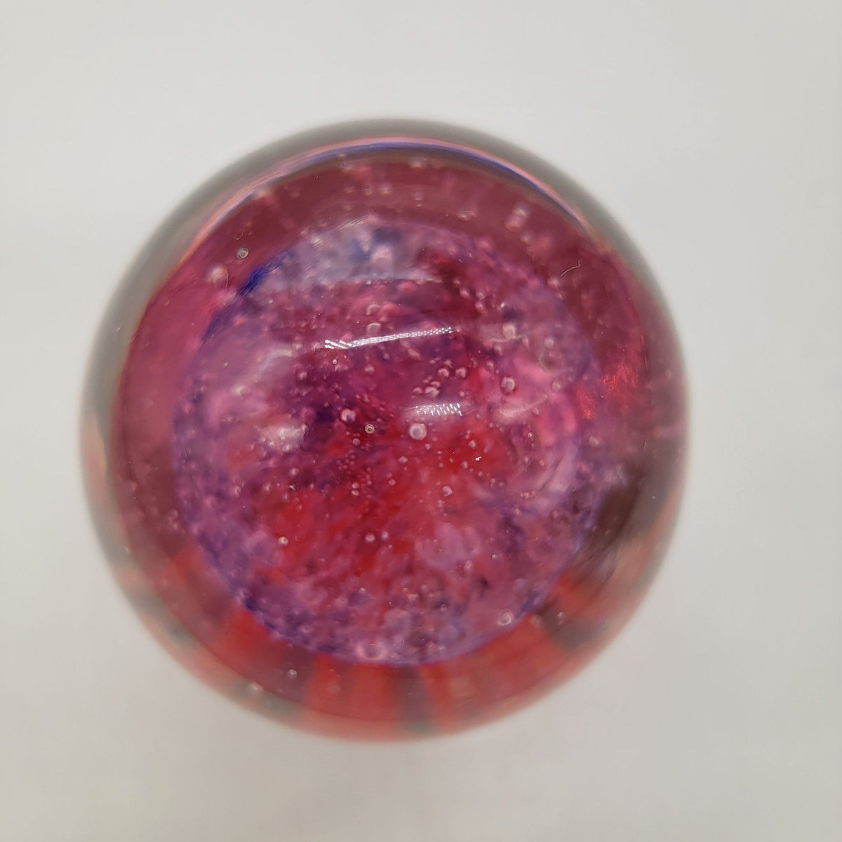 Large Hand-Blown Art Glass Pink Jellyfish Paperweight