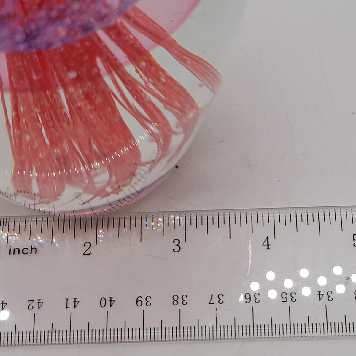 Large Hand-Blown Art Glass Pink Jellyfish Paperweight