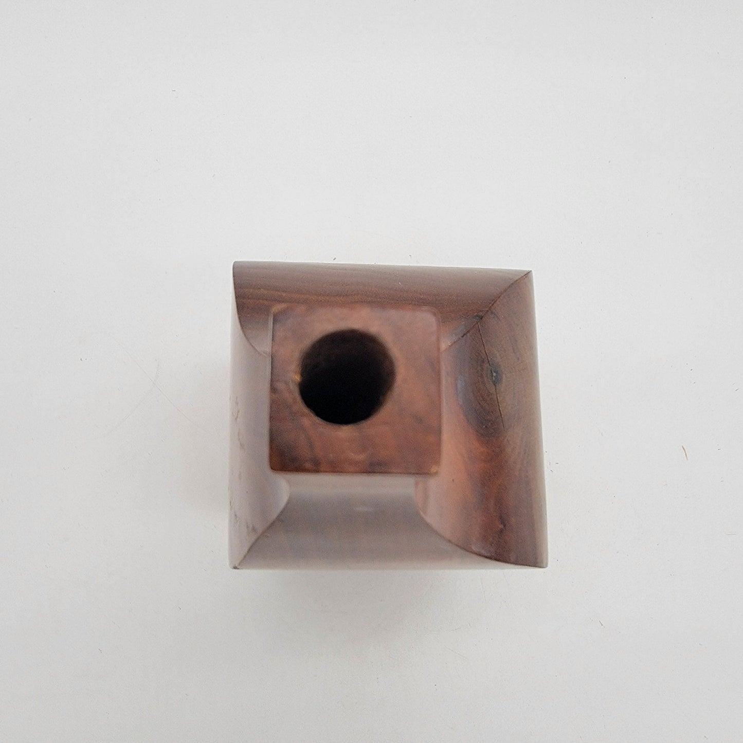 Vintage MCM Asymetrical Wood Vase Signed F Nestel