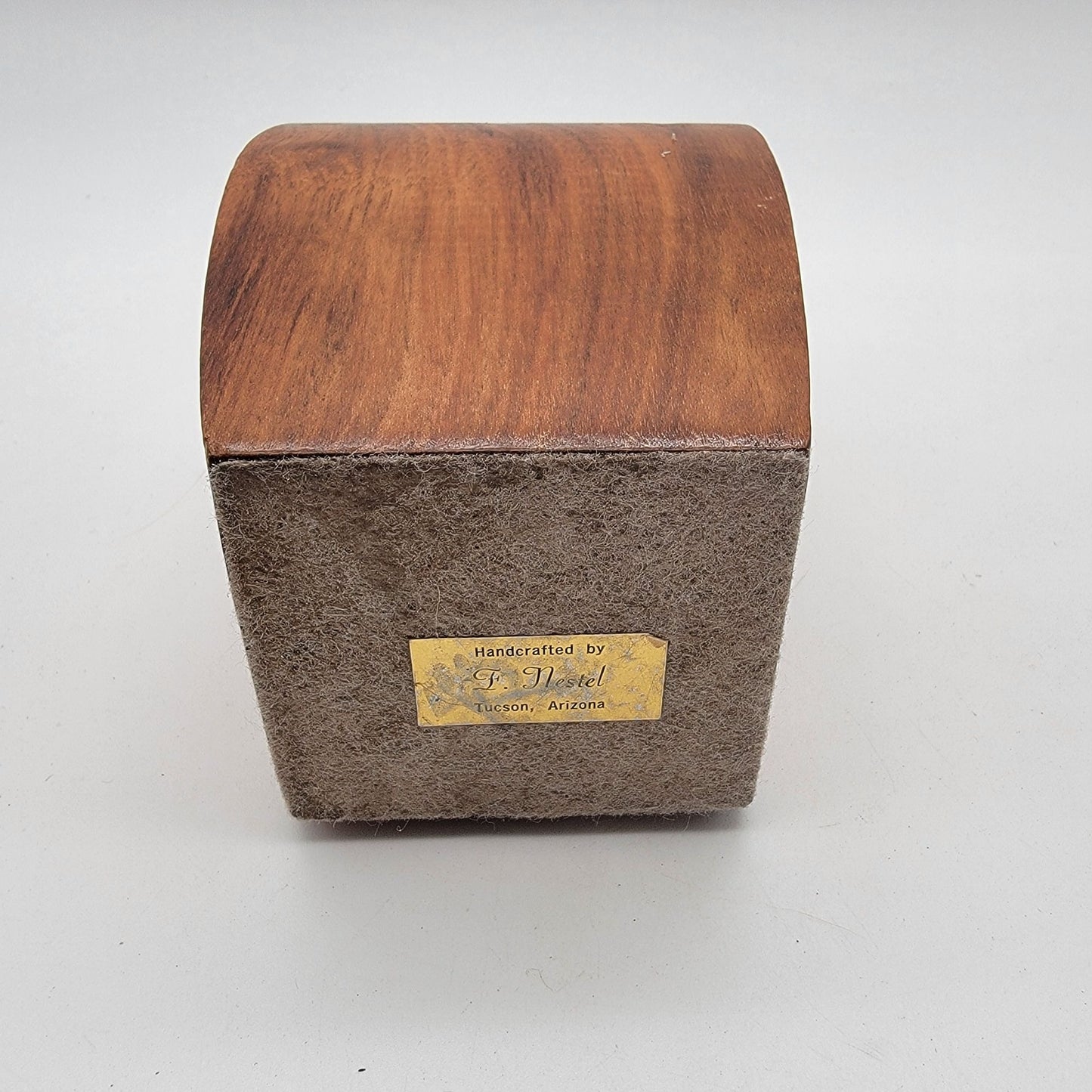 Vintage MCM Asymetrical Wood Vase Signed F Nestel