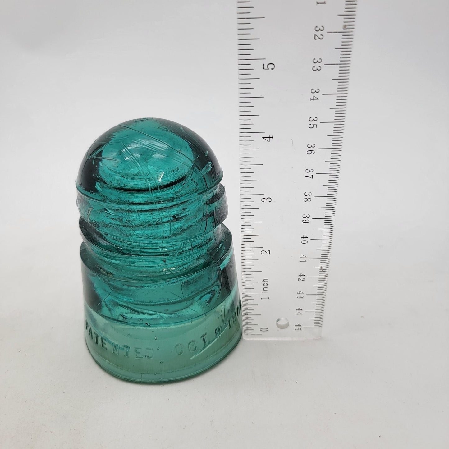 Antique 1907 Teal Glass Insulator CD 147