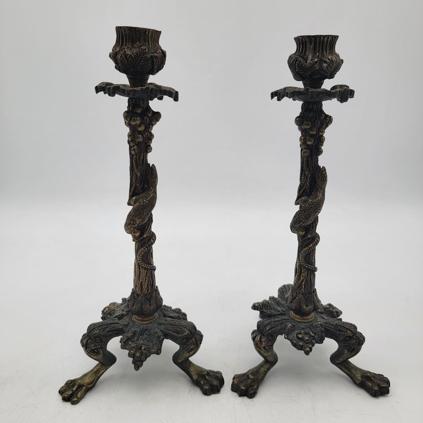 Antique Delafontaine Louis XVI Style France Bronze Candlesticks