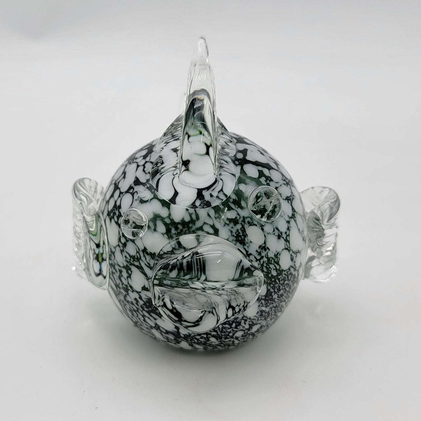 Hand-Blown Green Mottled Glass Fish Sculpture