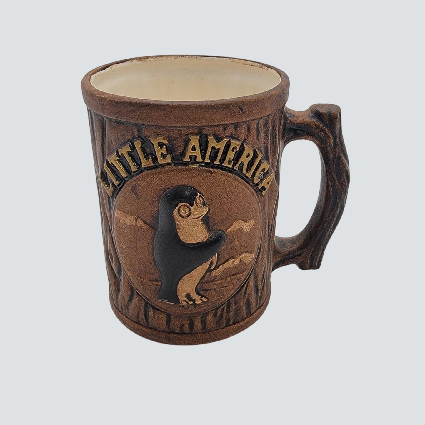 Vintage Little America Penguin Bark Pottery Mug