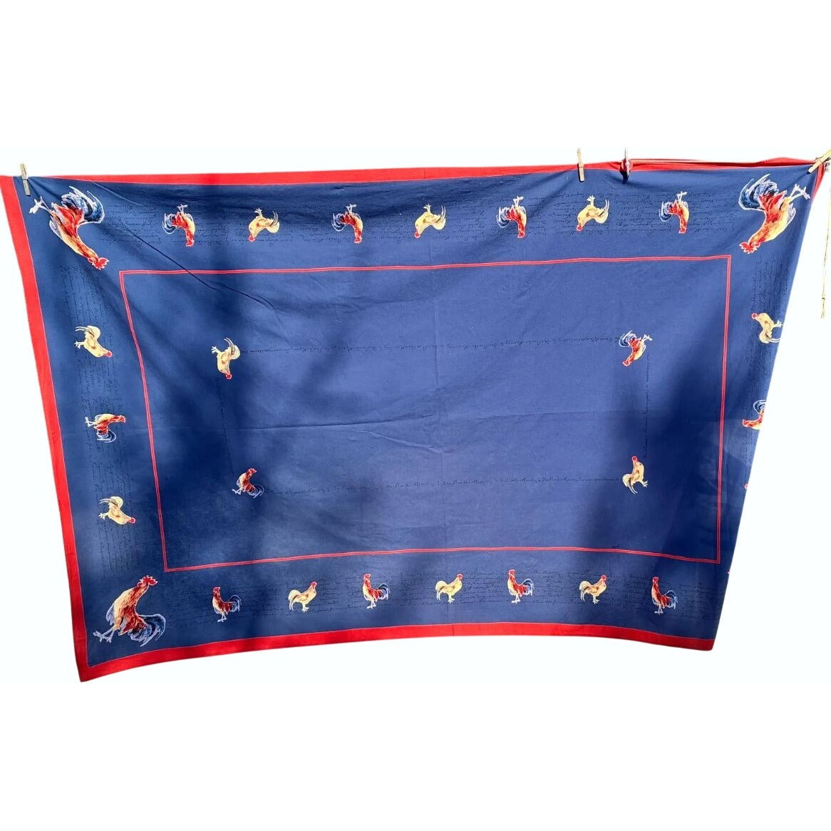 William Sonoma French Country Rooster adn Script Tablecloth 70"x90"
