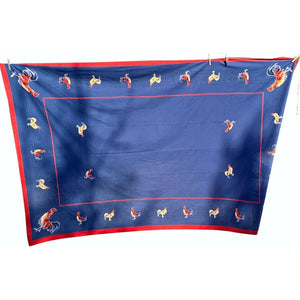 William Sonoma French Country Rooster adn Script Tablecloth 70"x90"
