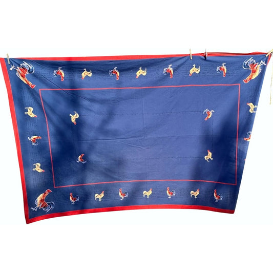 William Sonoma French Country Rooster adn Script Tablecloth 70"x90"