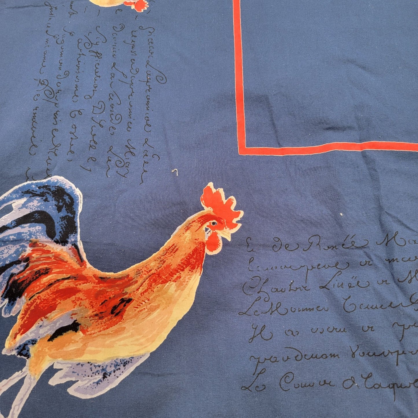 William Sonoma French Country Rooster adn Script Tablecloth 70"x90"