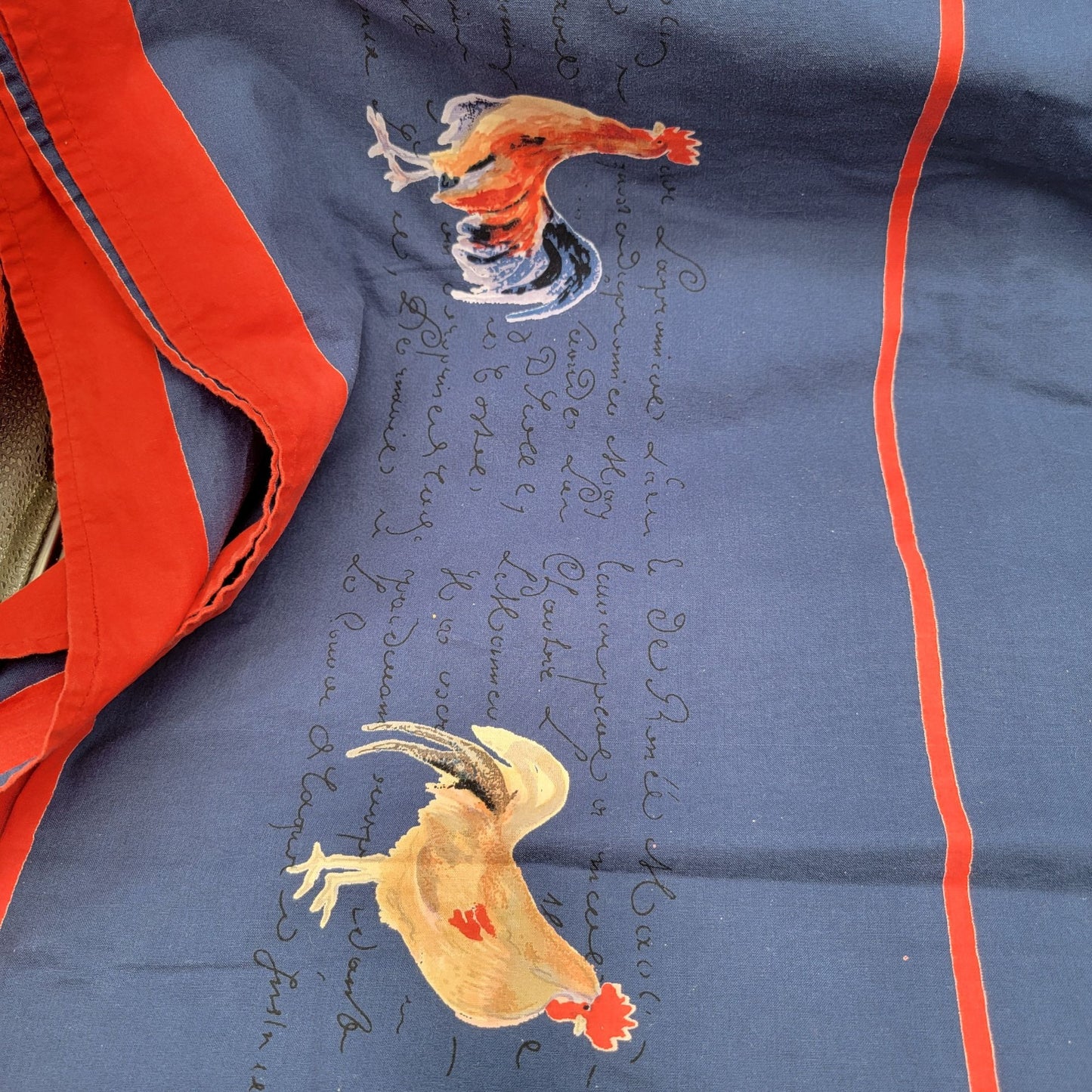 William Sonoma French Country Rooster adn Script Tablecloth 70"x90"