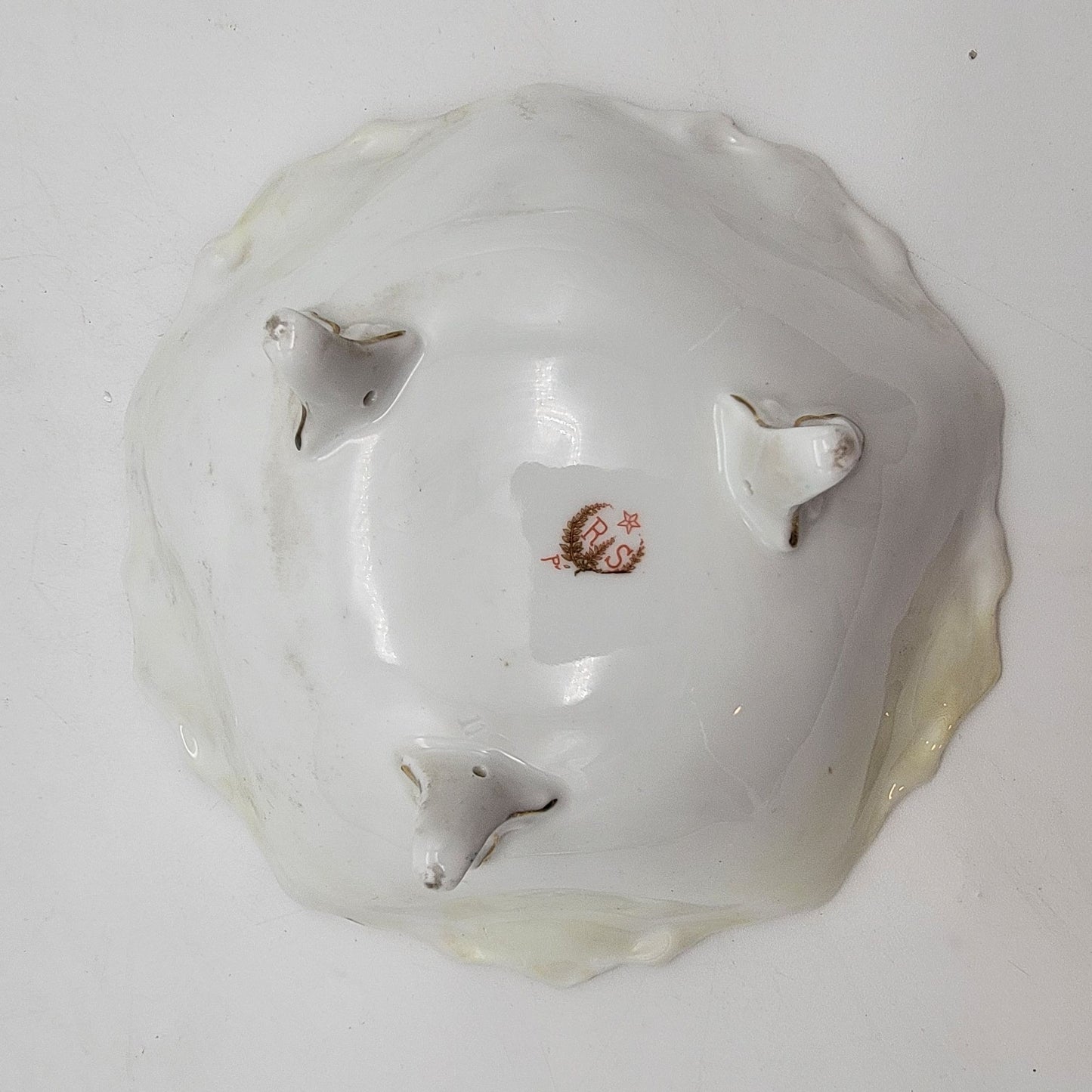 RS Prussia Antique Porcelain Footed Bowl With Lily Design & Gold Accents