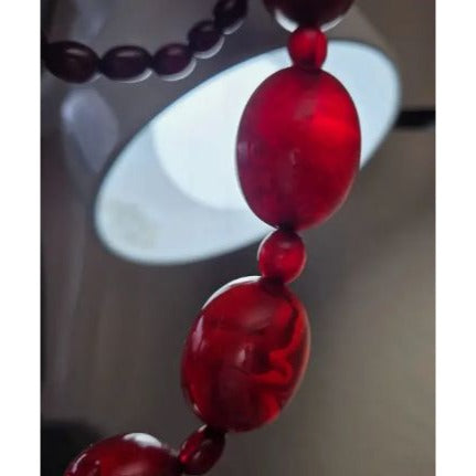 Art Deco Faturan Cherry Amber Bakelite Bead Necklace 88 Grams