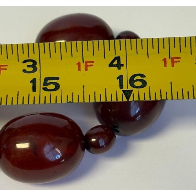 Art Deco Faturan Cherry Amber Bakelite Bead Necklace 88 Grams