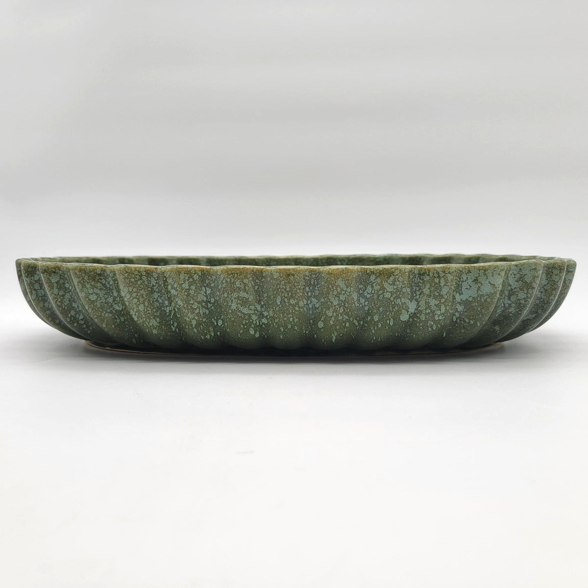 Vintage MCM Brush-McCoy Pottery Green Ikebana Console Bowl