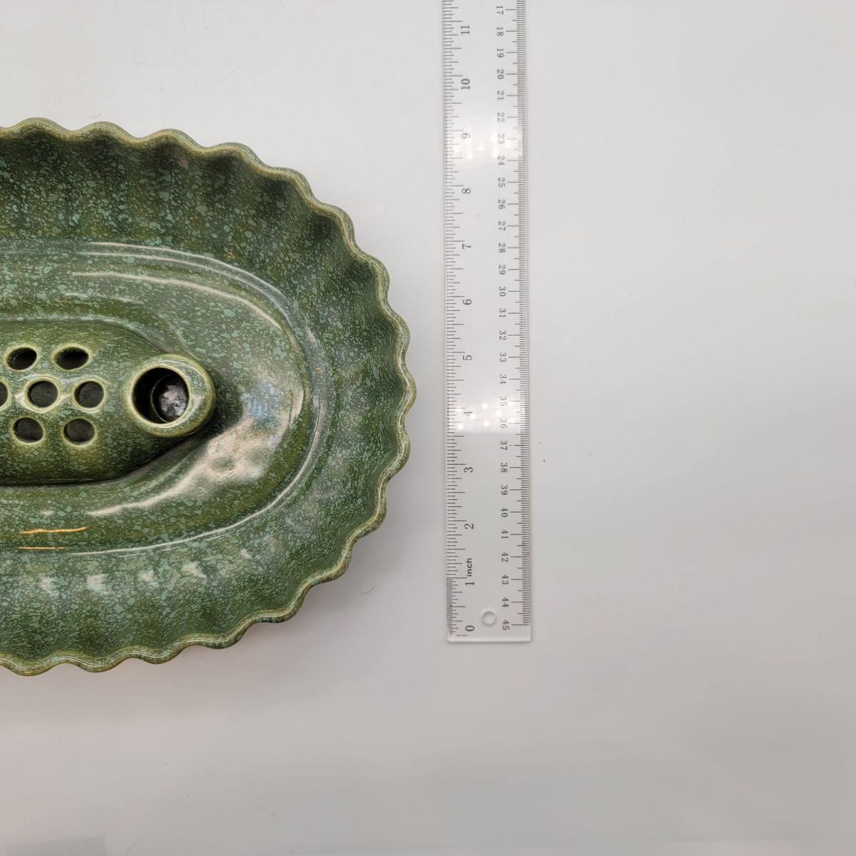 Vintage MCM Brush-McCoy Pottery Green Ikebana Console Bowl