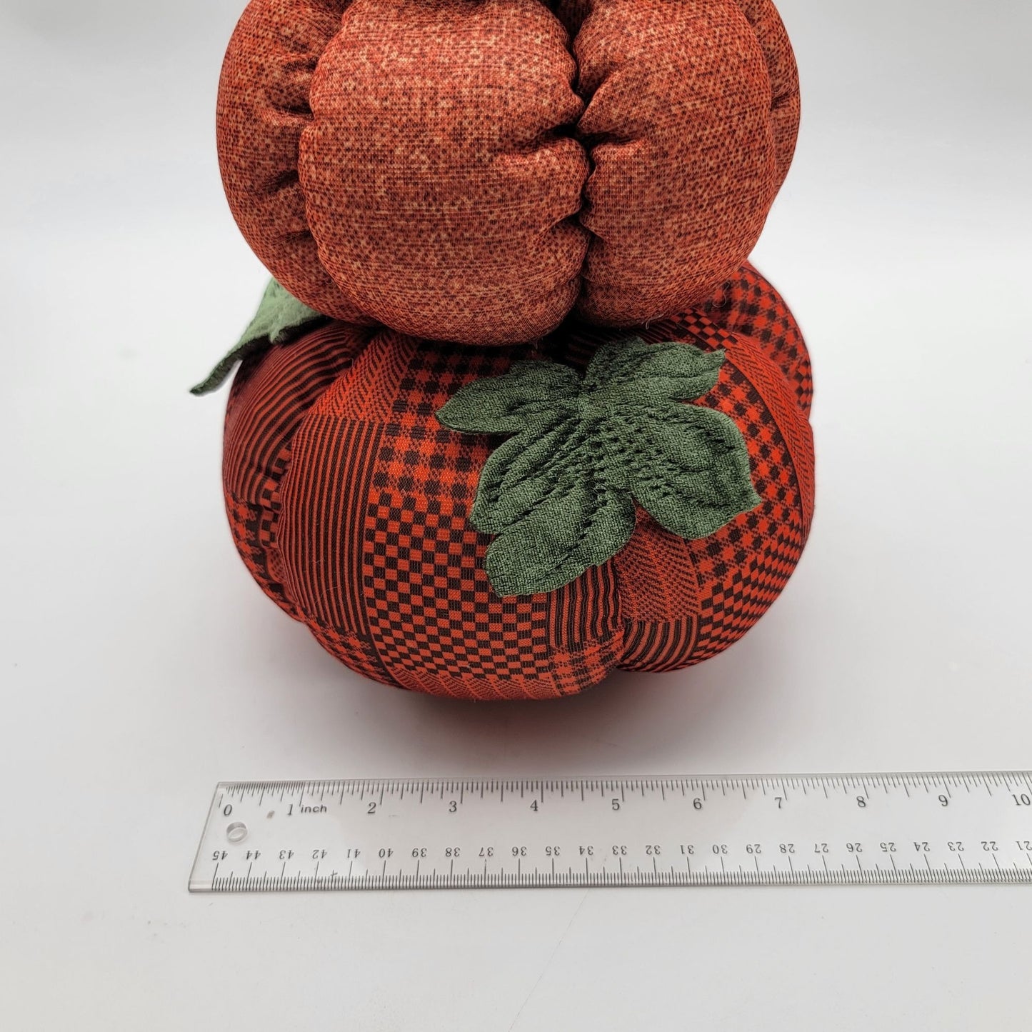 Quilted Patchwork Stacked Pumpkins Halloween Fall Decor