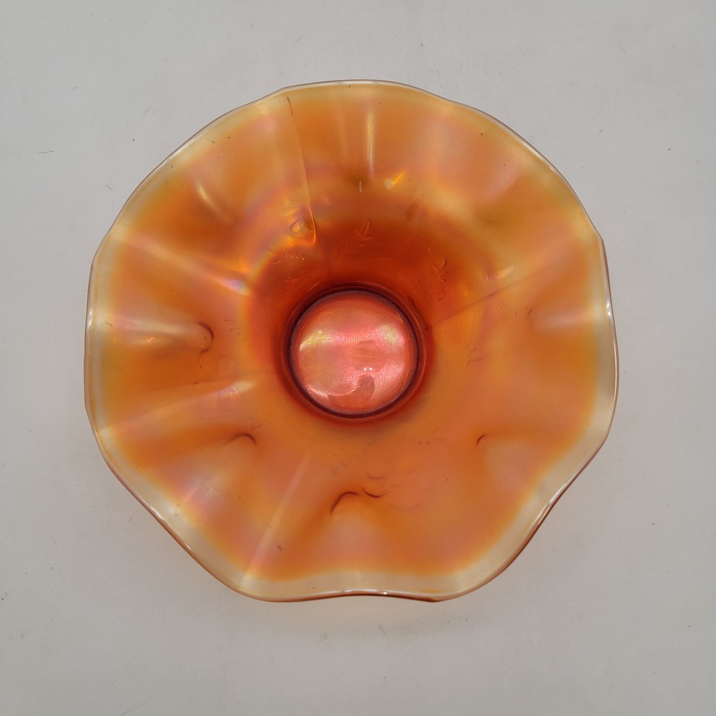 Vintage Dugan Carnival Marigold Glass "Daisy Dear" Bowl