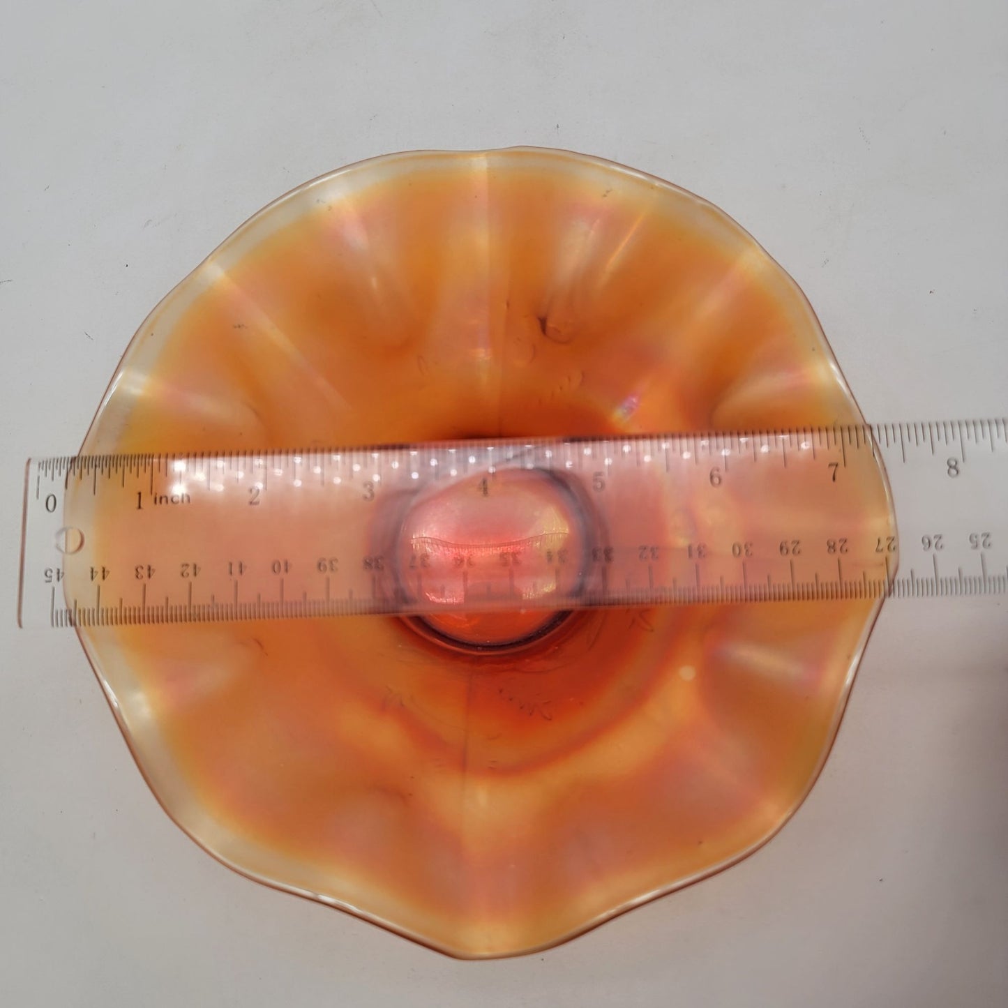 Vintage Dugan Carnival Marigold Glass "Daisy Dear" Bowl