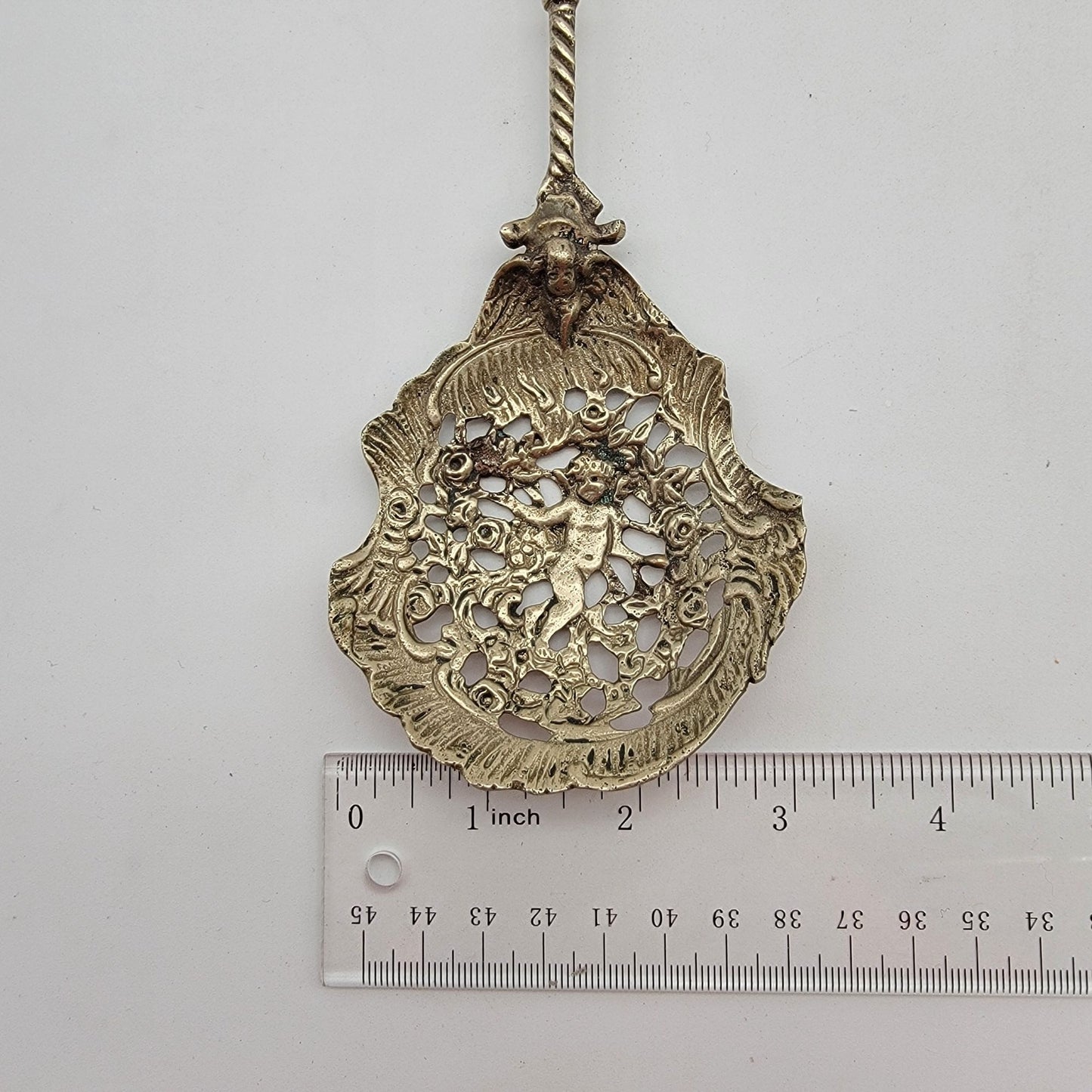 Vintage Ornate Cherub Serving Fork & Spoon Set Made In Italy