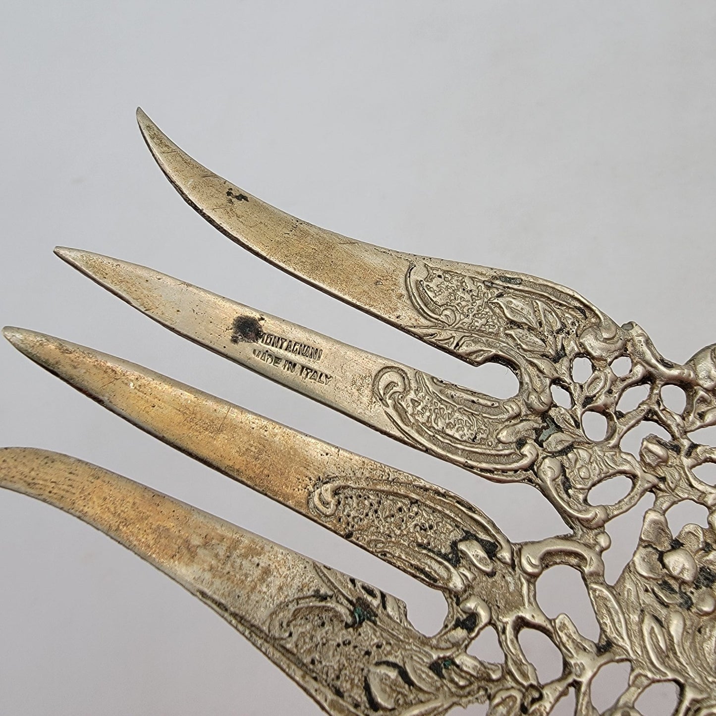 Vintage Ornate Cherub Serving Fork & Spoon Set Made In Italy