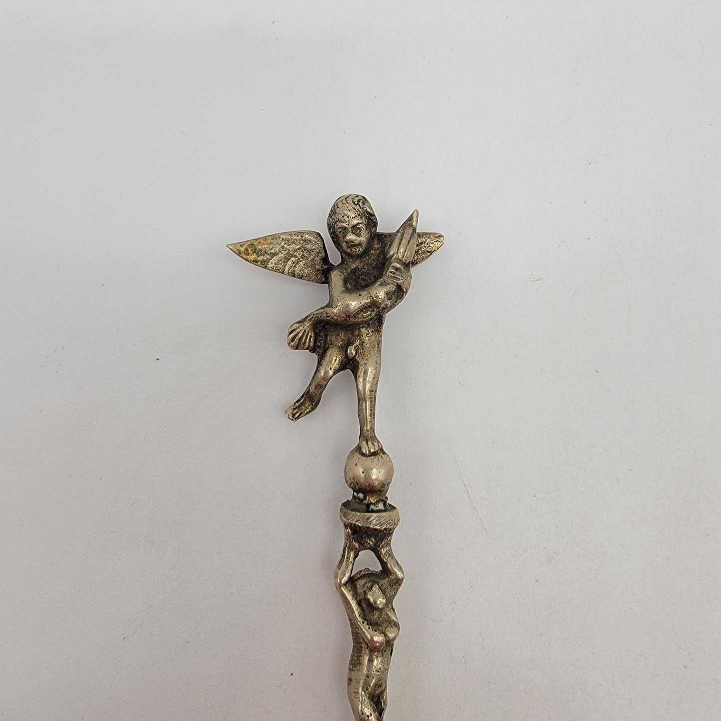 Vintage Ornate Cherub Serving Fork & Spoon Set Made In Italy