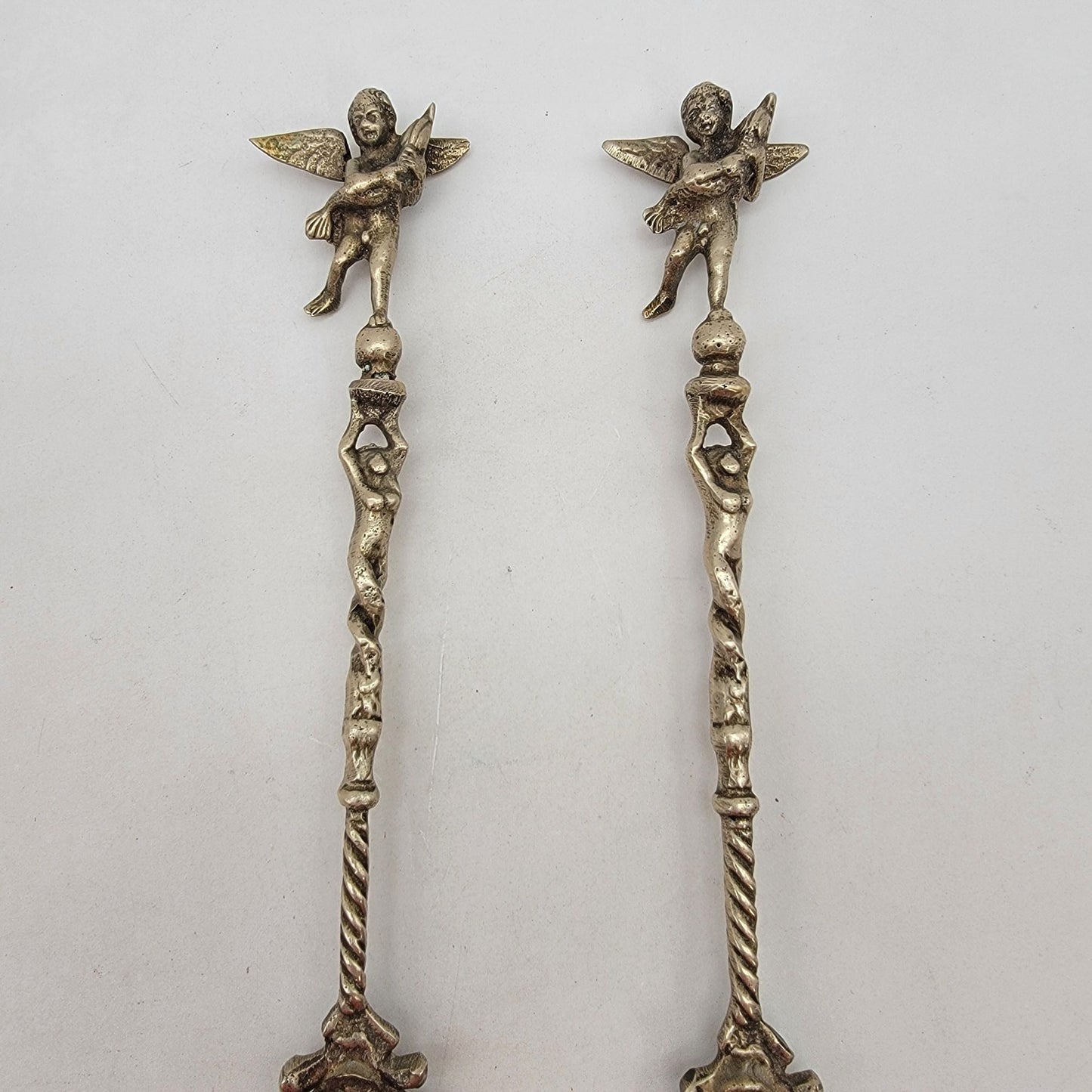 Vintage Ornate Cherub Serving Fork & Spoon Set Made In Italy