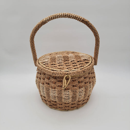Vintage 1960s Wicker Sewing Basket