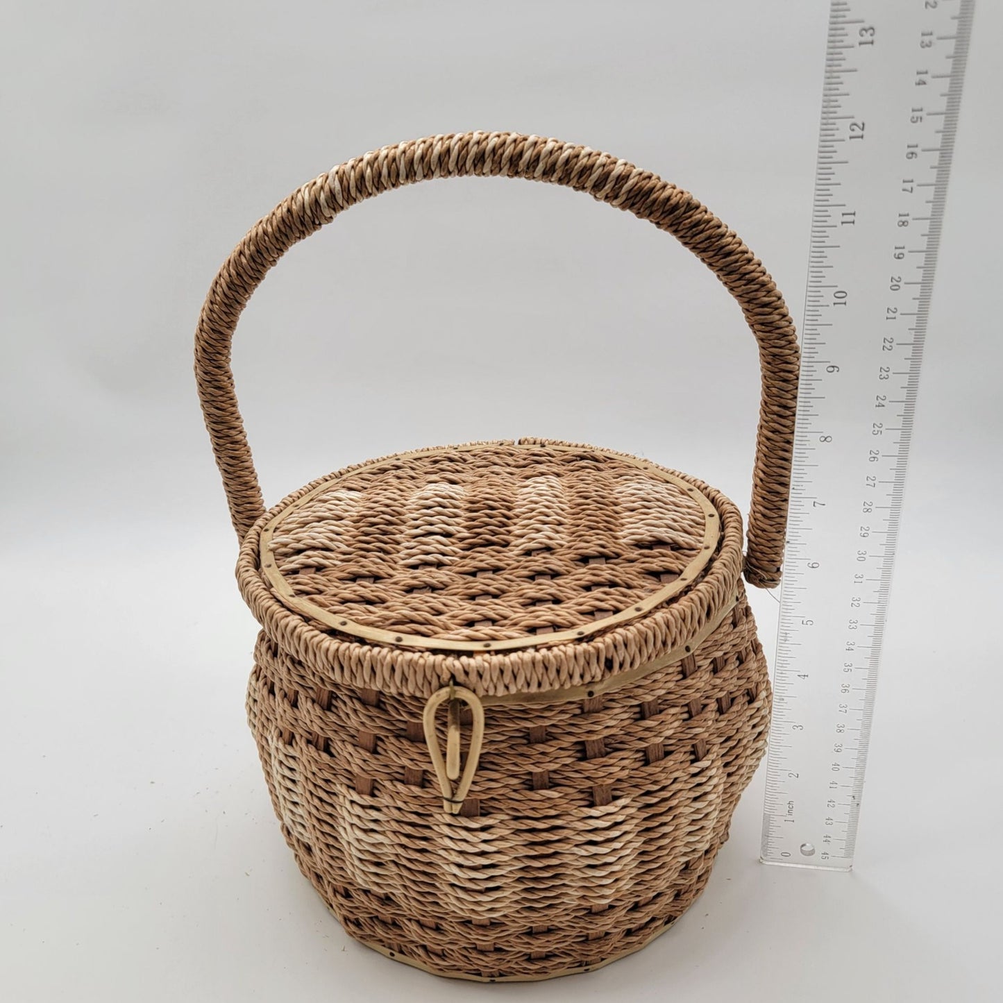 Vintage 1960s Wicker Sewing Basket
