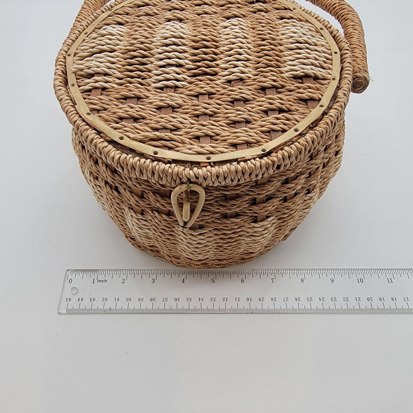 Vintage 1960s Wicker Sewing Basket
