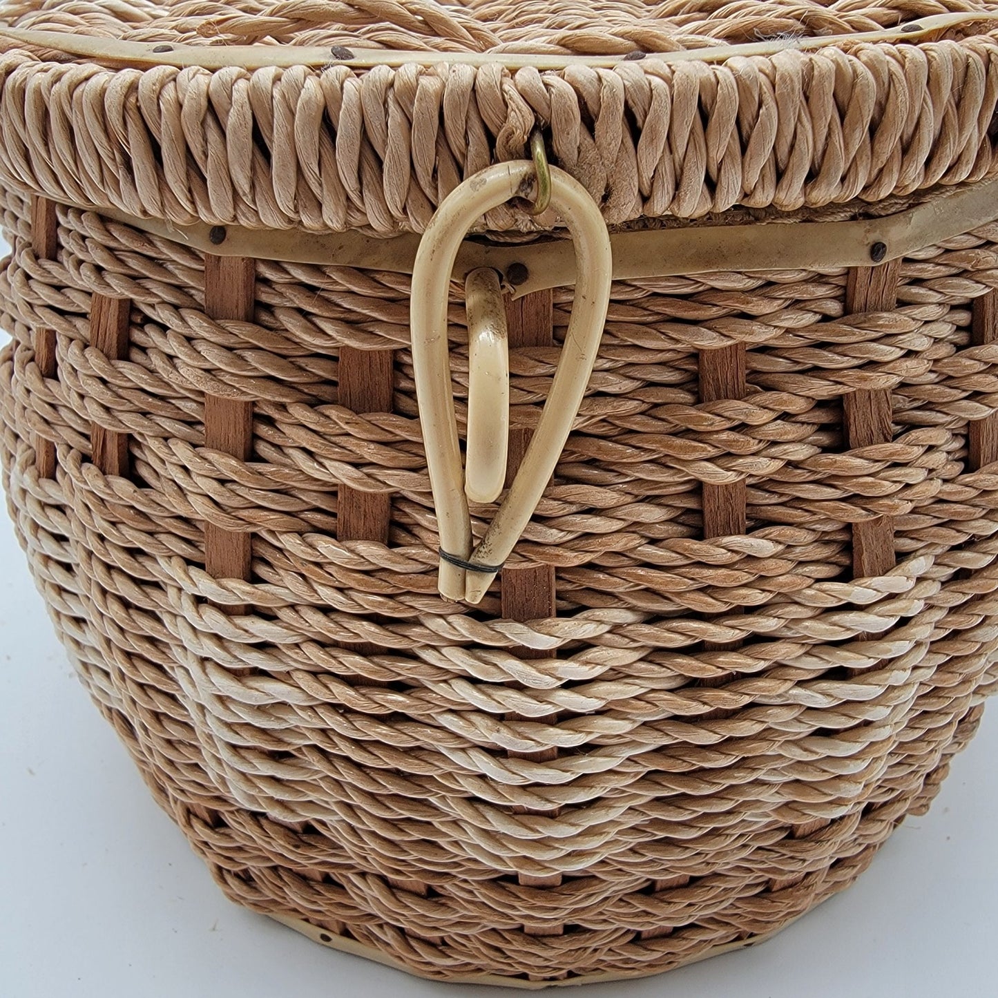 Vintage 1960s Wicker Sewing Basket