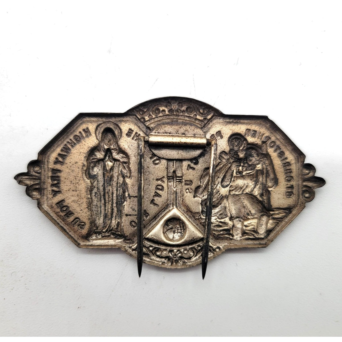 Vintage Catholic St. Christopher & Our Lady Of The Highway Car Visor Clip