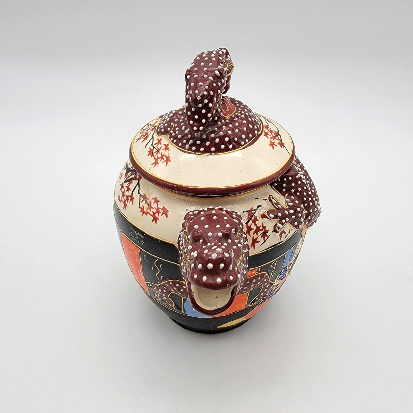 Vintage Japanese Satsuma Immortals Dragonware Teapot