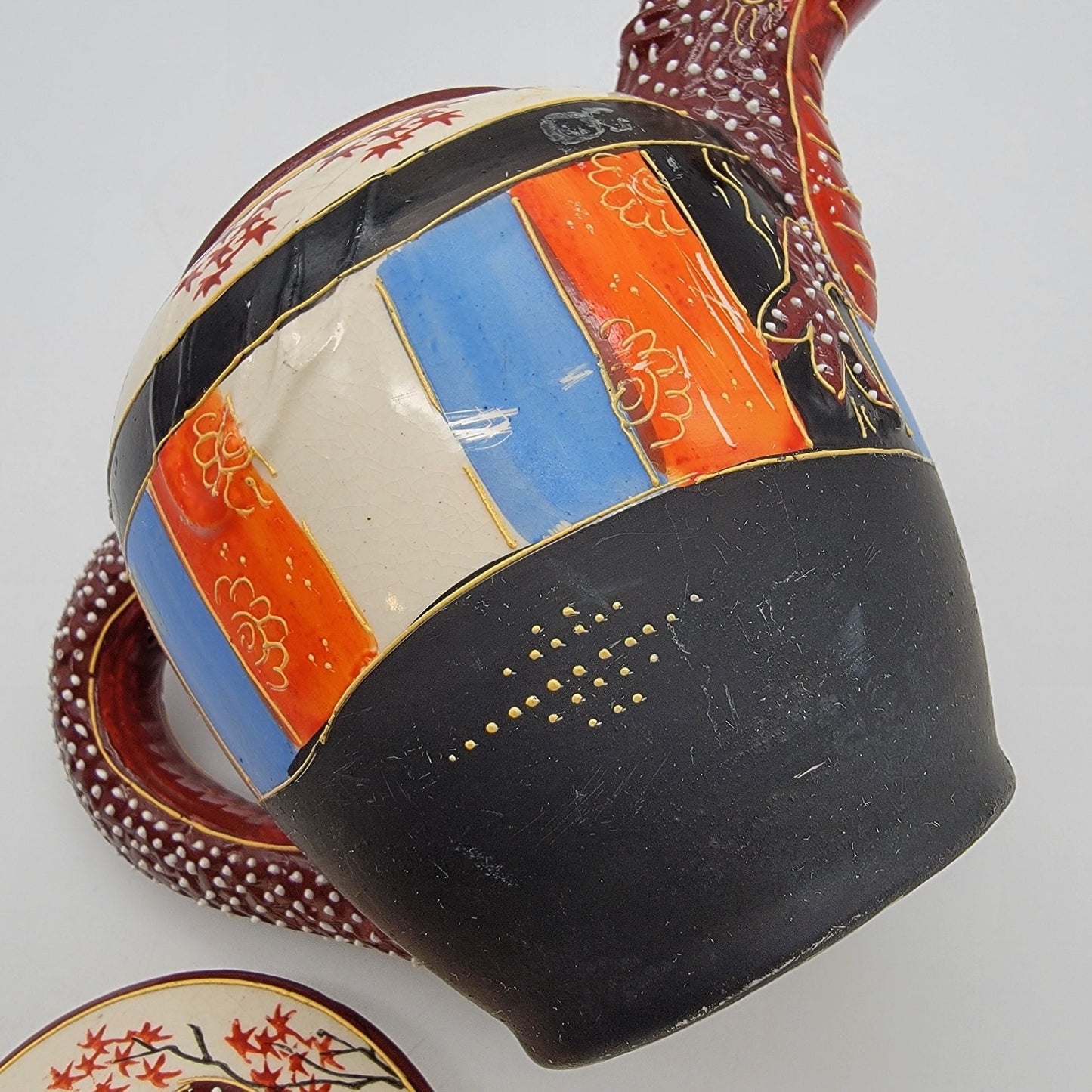 Vintage Japanese Satsuma Immortals Dragonware Teapot