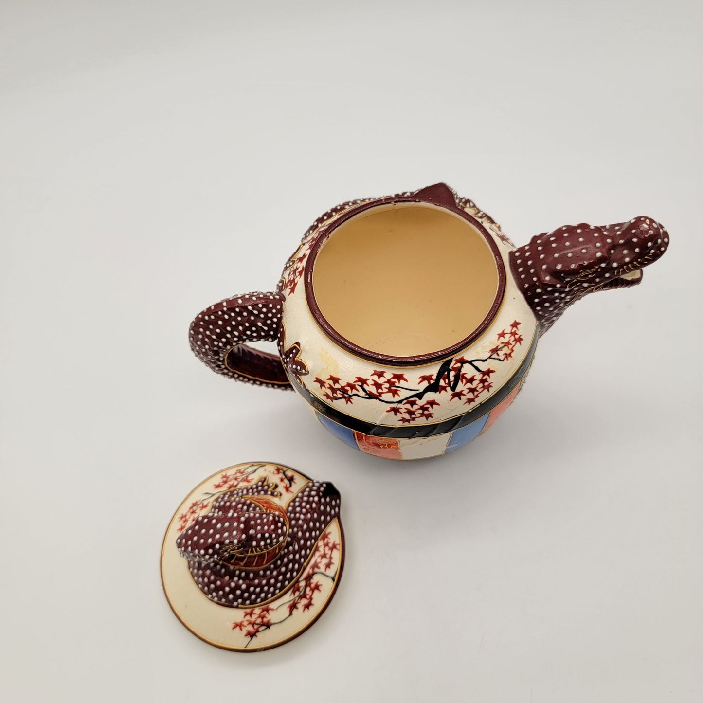 Vintage Japanese Satsuma Immortals Dragonware Teapot