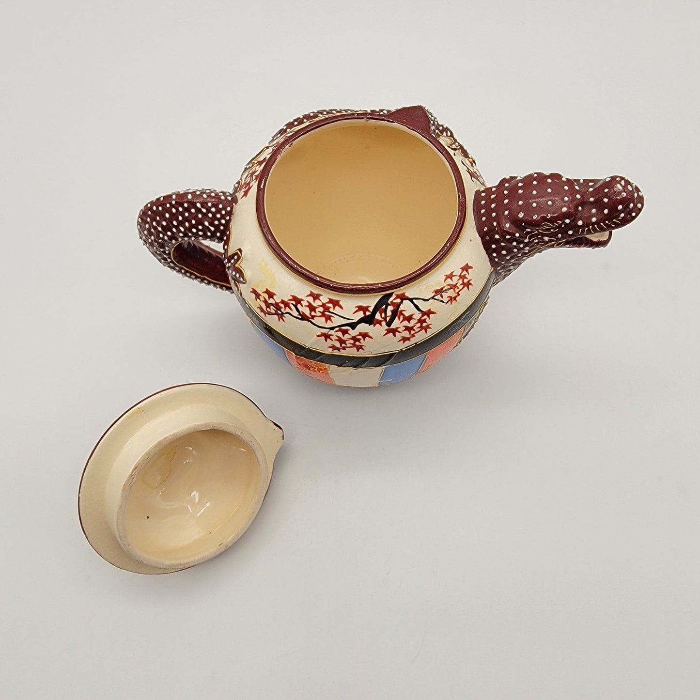 Vintage Japanese Satsuma Immortals Dragonware Teapot