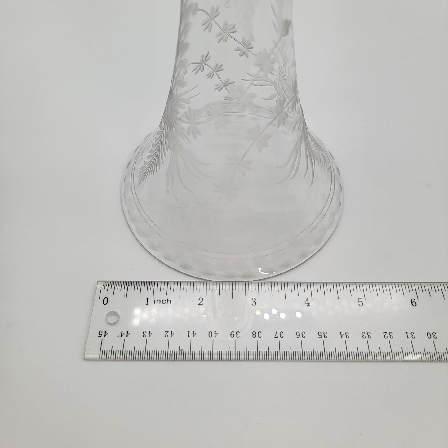 Antique Victorian Etched Glass Epergne Horn Or Open Bottom Vase
