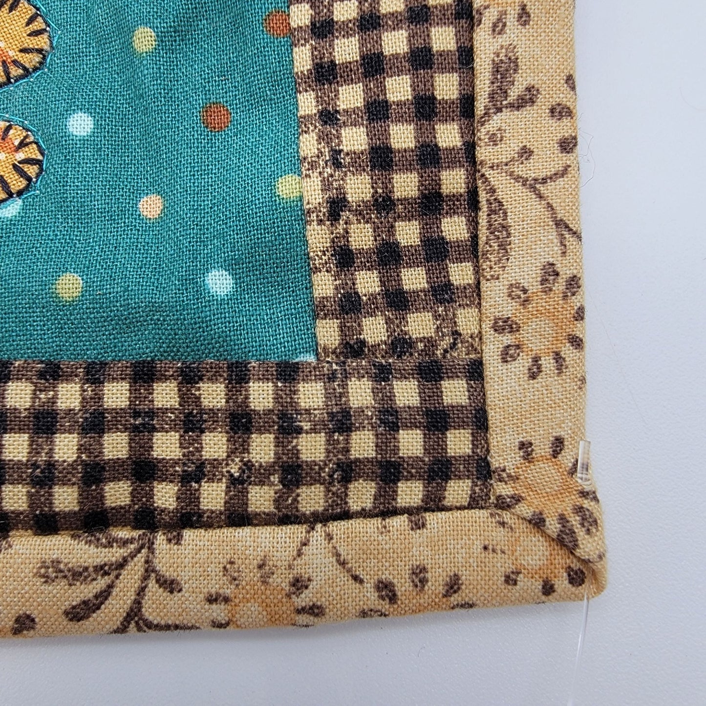Folk Art Quilted Wall Hanging Crow & Sunflowers