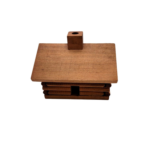 Vintage Wood Log Cabin Incense Burner With Smoking Chimney
