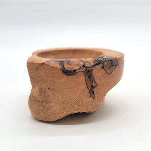1993 Live Edge Oak Burl Wood Carved Small Bowl