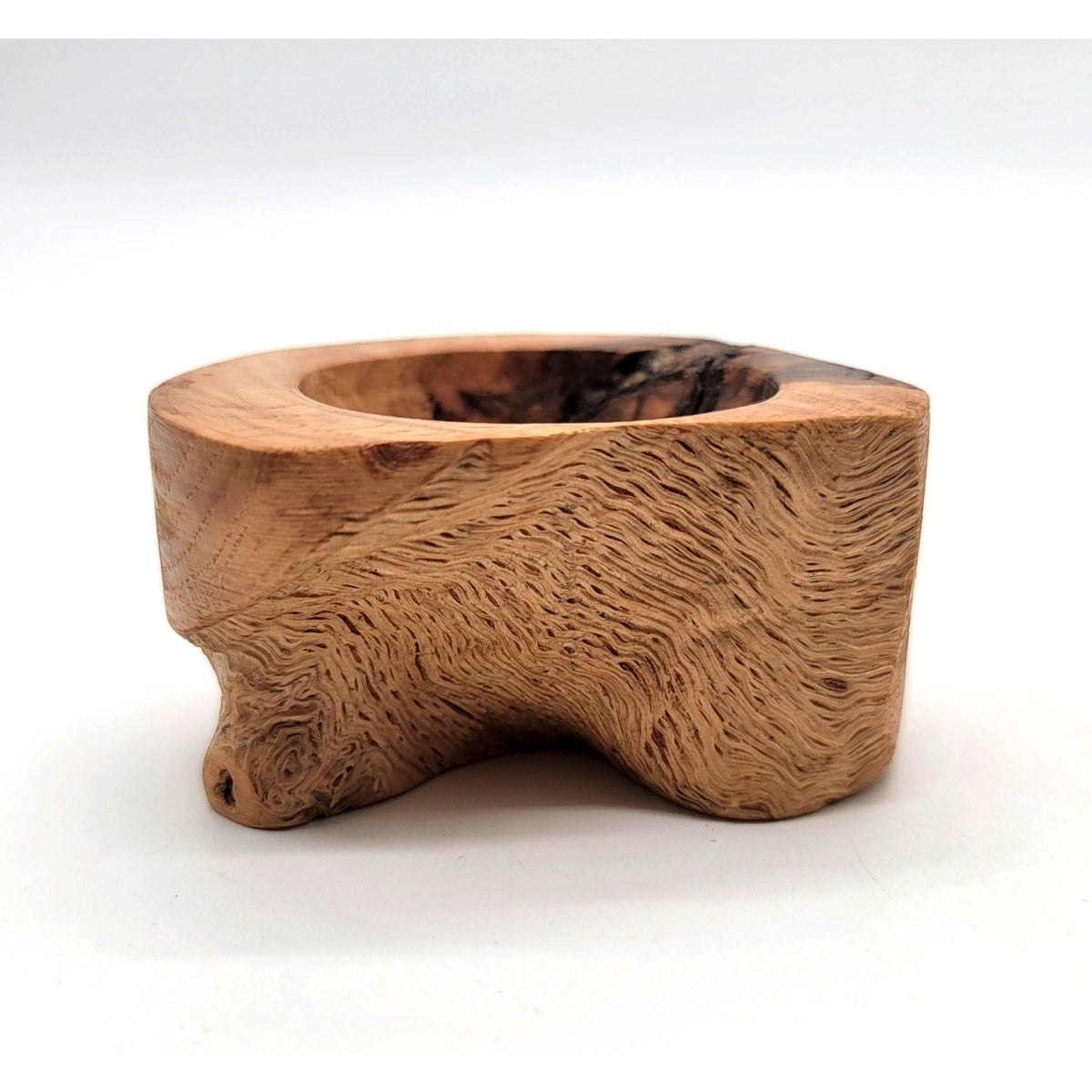 1993 Live Edge Oak Burl Wood Carved Small Bowl