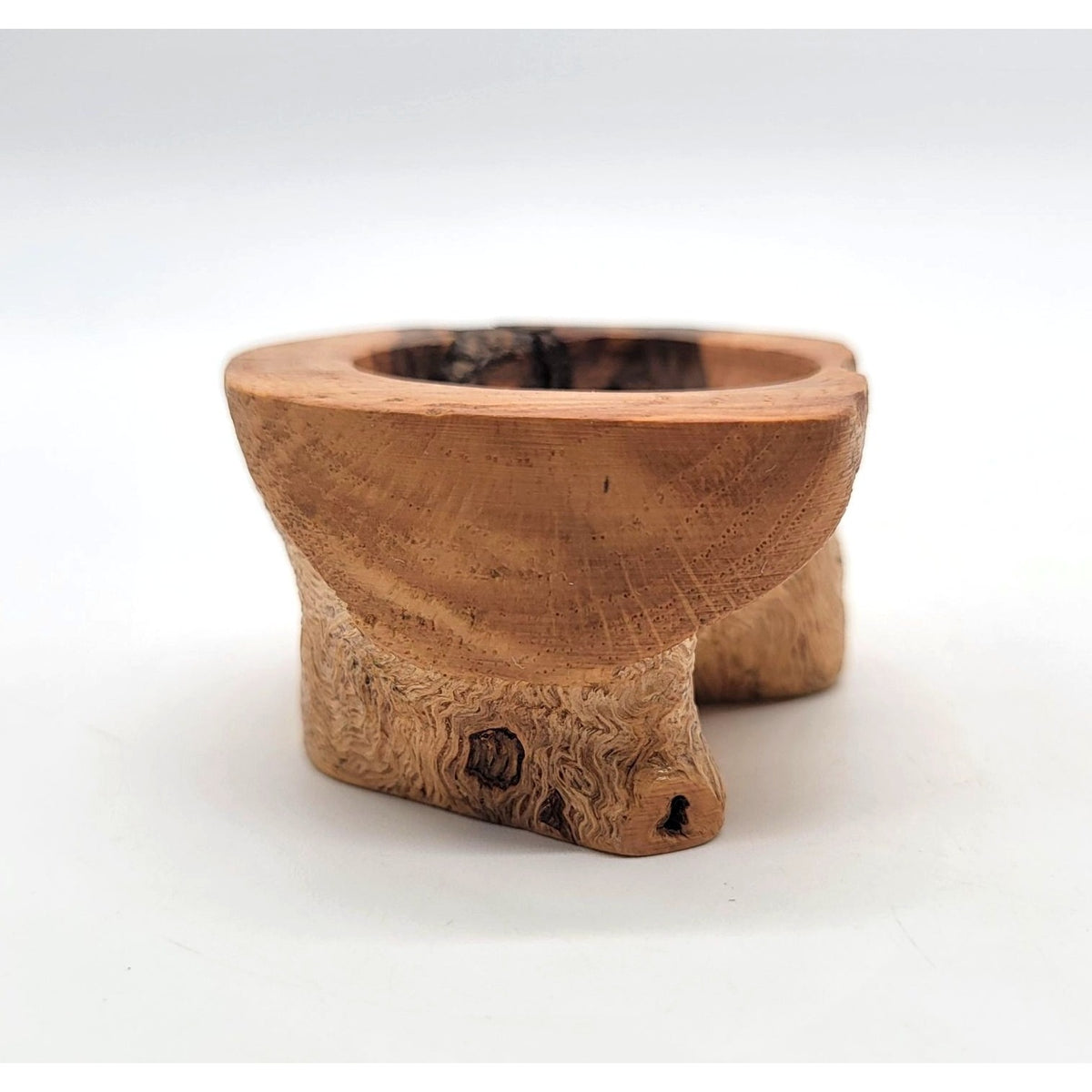 1993 Live Edge Oak Burl Wood Carved Small Bowl