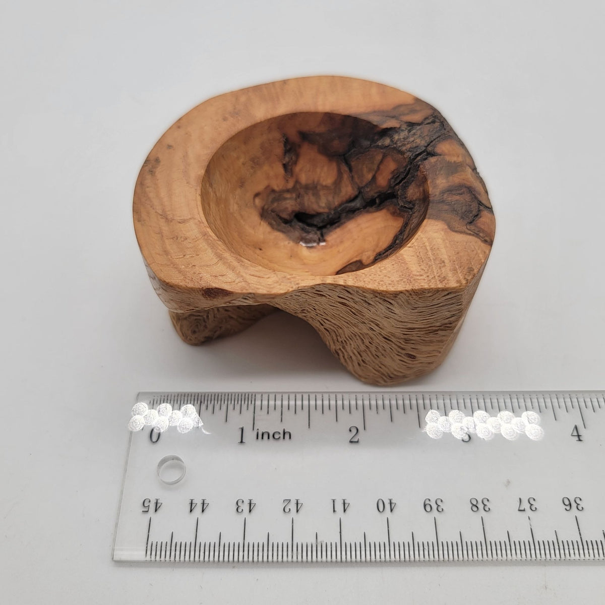 1993 Live Edge Oak Burl Wood Carved Small Bowl
