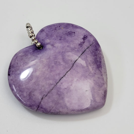 Purple Lepidolite Heart Shaped Pendant