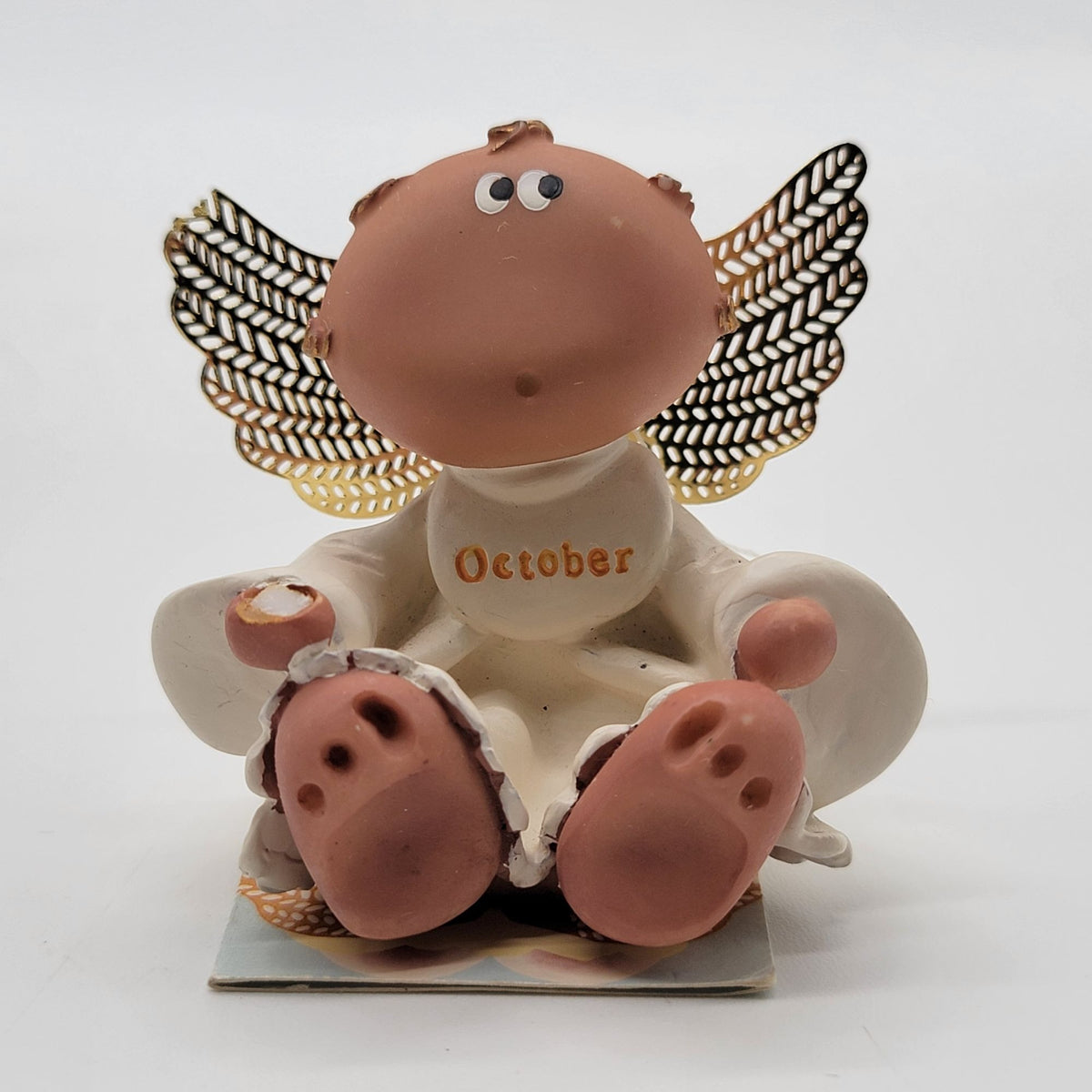 Vintage Russ Berrie Angel Cheeks October Figurine By Kirk Awad