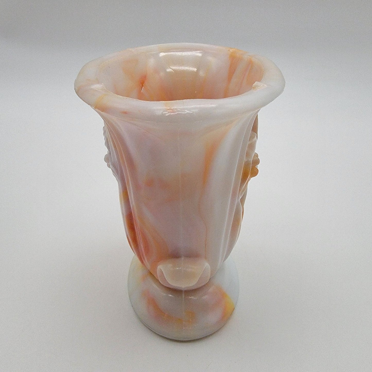 Vintage Akro Agate Orange Slag Glass Daffodil Vase