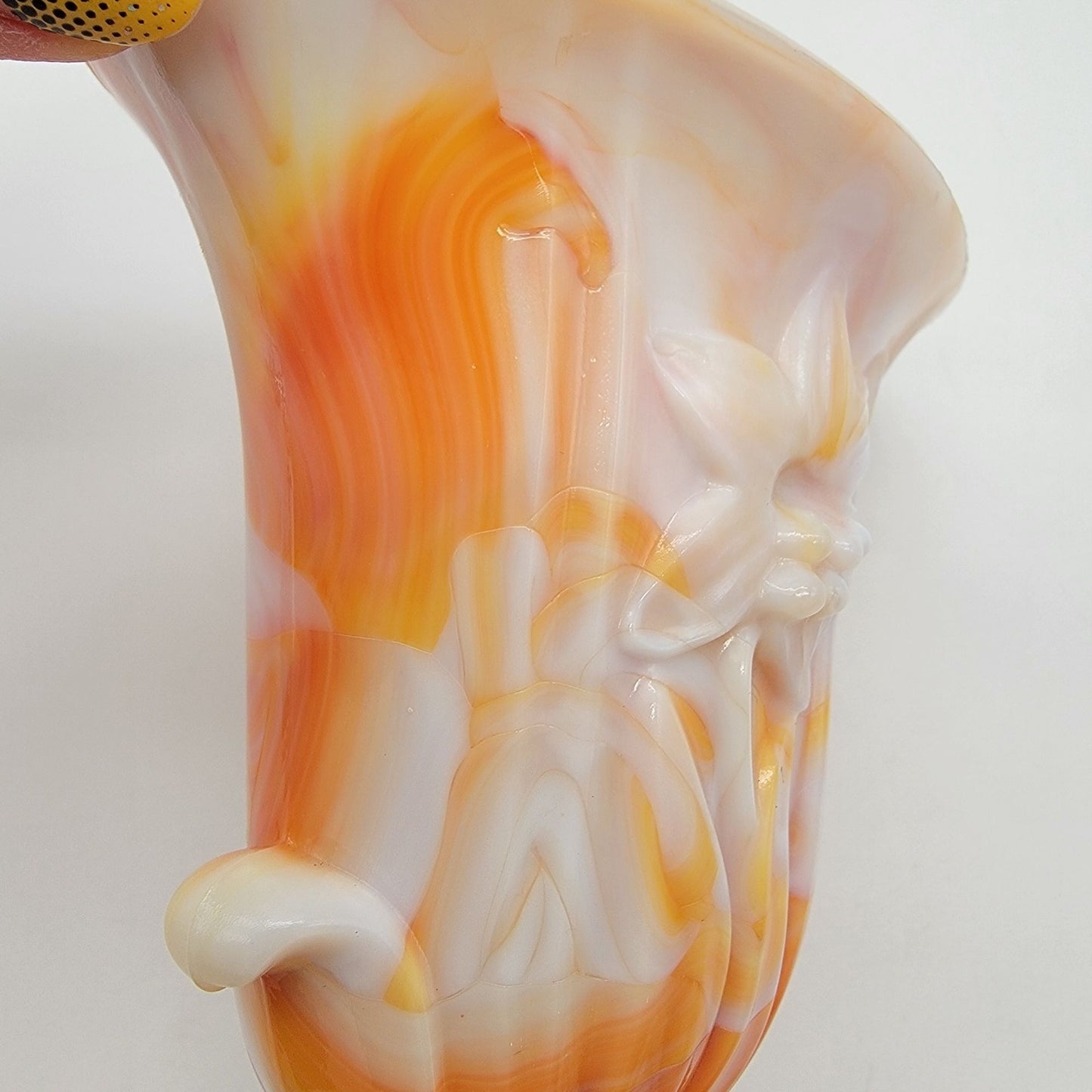 Vintage Akro Agate Orange Slag Glass Daffodil Vase